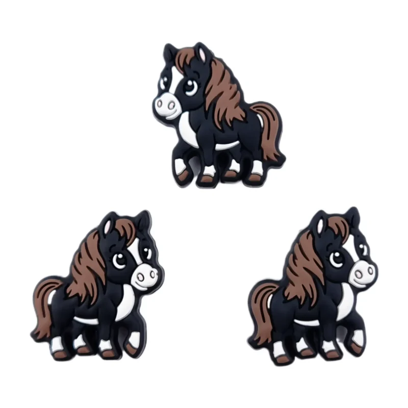 perle en silicone - Cheval - Noir / Choco