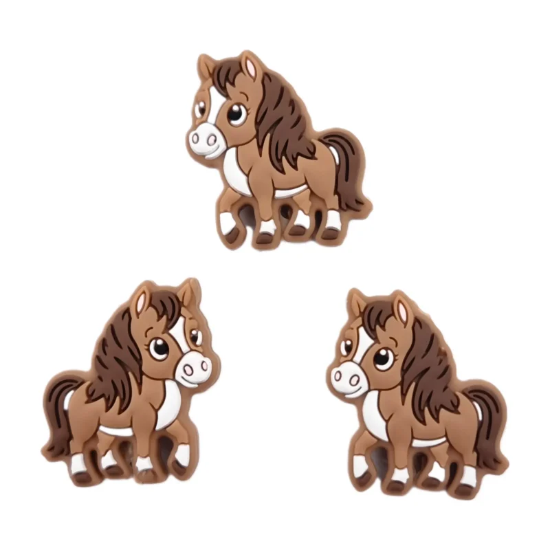 perle en silicone - Cheval - Chocolat au Lait / Choco