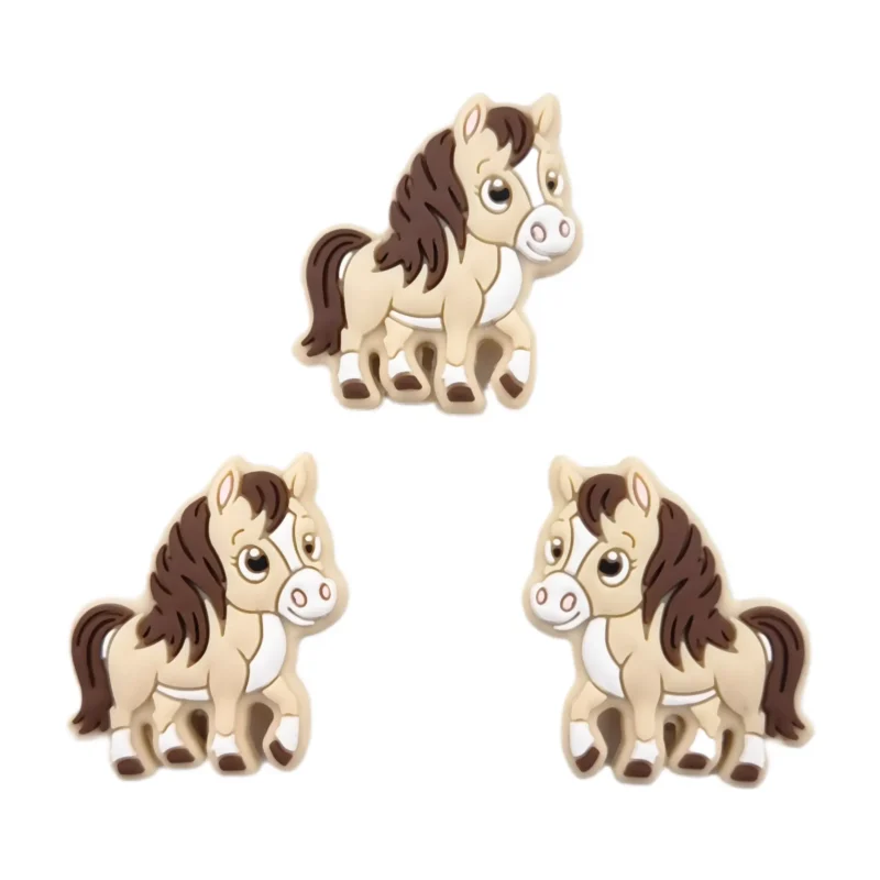 perle en silicone - Cheval - Vieux Dentelle / Choco