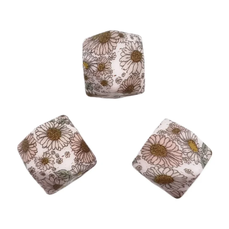 perles en silicone - hexagone - 14 mm - boh&egrave;me motif