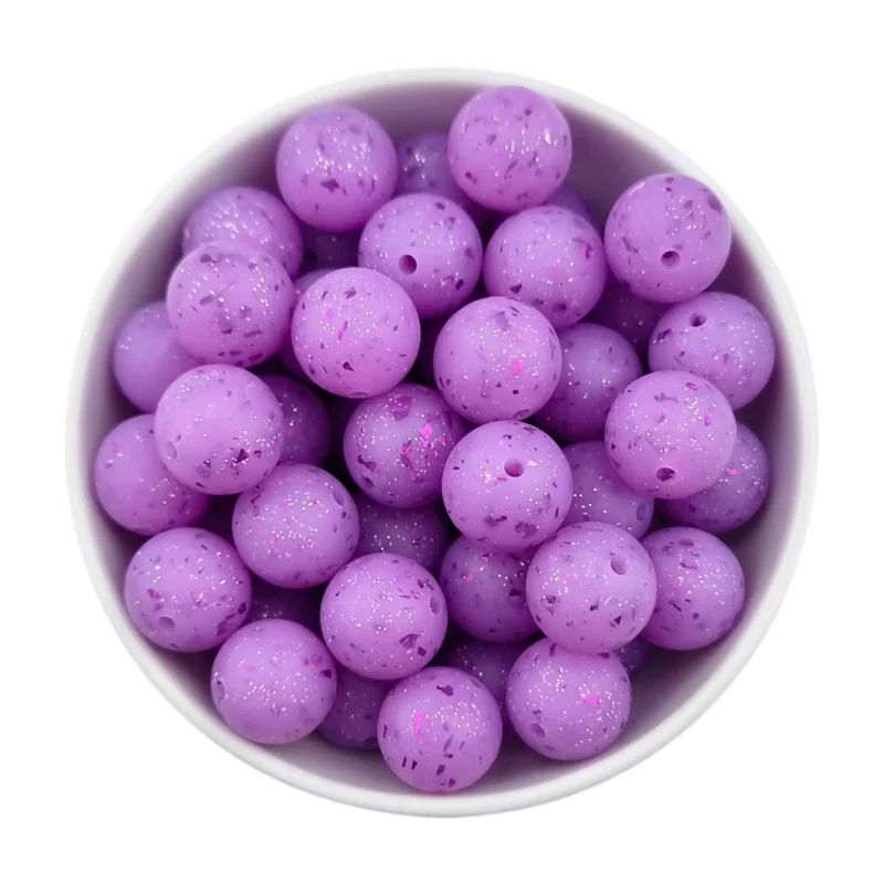 perles en silicone - 16 mm - Confetti - Violet