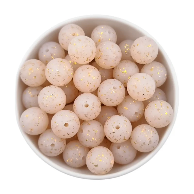 perles en silicone - 16 mm - Confetti - Goud