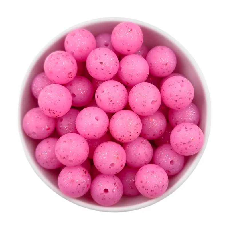 perles en silicone - 16 mm - Confetti - Rose b&eacute;b&eacute; / Fuchsia