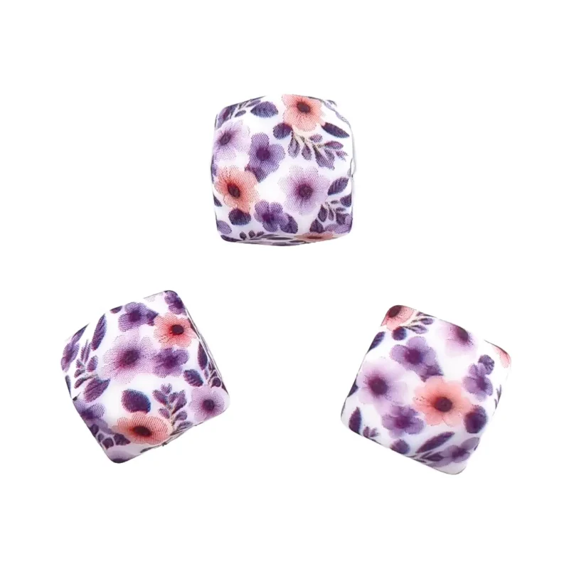 Siliconen kralen - Hexagon - 14 mm  - Daisy Mae Print