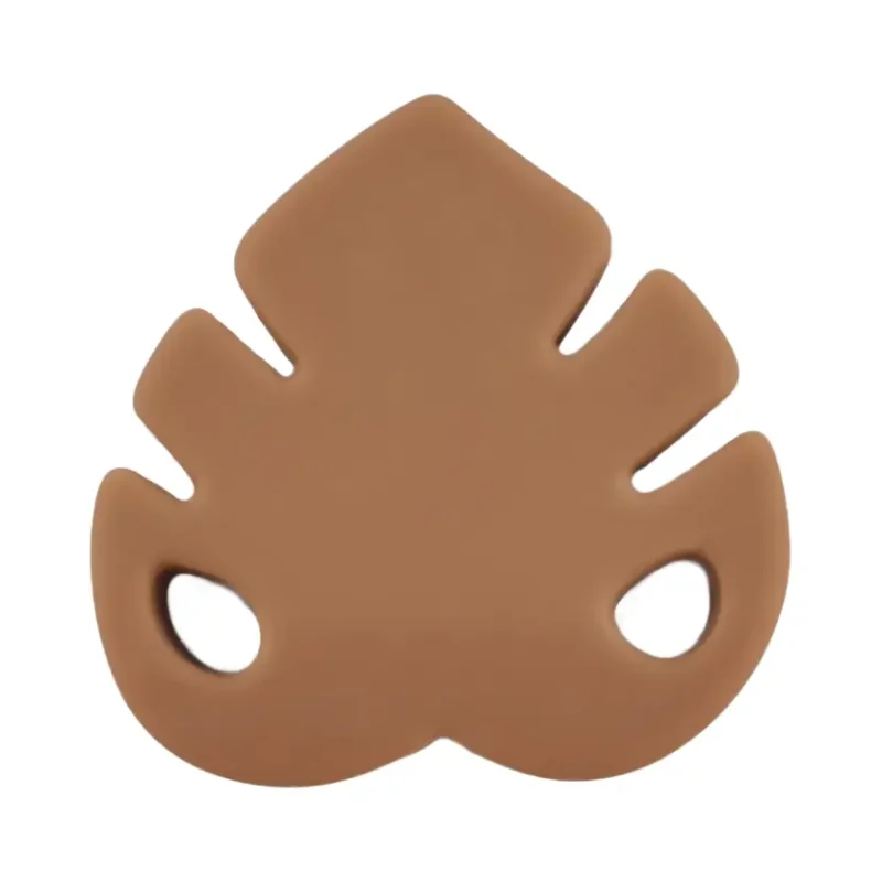 Siliconen kraal - Blad - Monstera - Milk Chocolate