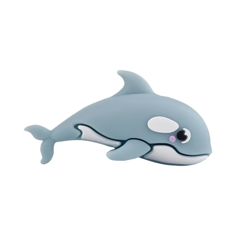 Silicone bead - 3D - Whale - Aqua Blue