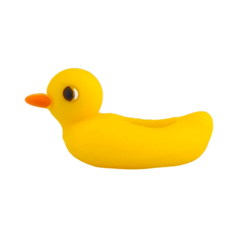 perle en silicone - Bou&eacute;e 3D avec Canard - Jaune vif