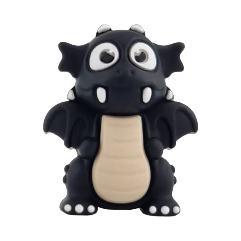 silicone bead - 3D - Tarragon - Black
