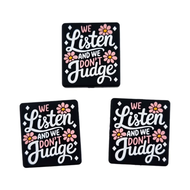 perle en silicone - "We Listen we don't judge" - Noir