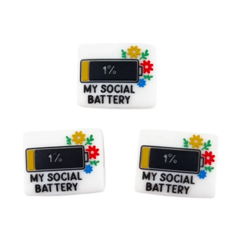 perle en silicone - "Ma Batterie Sociale 1%"