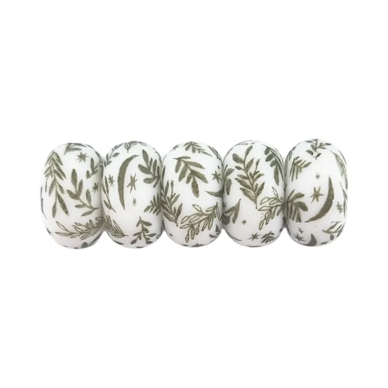 perles en silicone - 14 mm - perle perle abacus - bluegrass motif