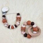 Combo Set - attache-t&eacute;tine / anneau de dentition - Honey Bear