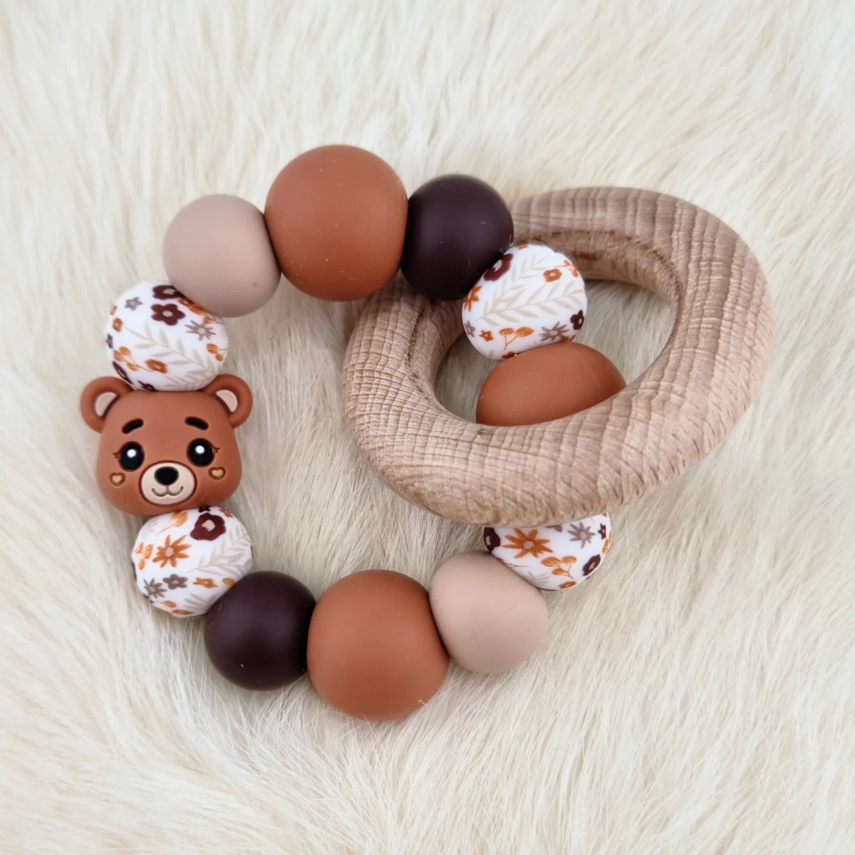 Combo Set - attache-t&eacute;tine / anneau de dentition - Honey Bear - Afbeelding 2