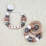 Kombi Set - Schnullerkette / Bei&szlig;ring - Lily Bear