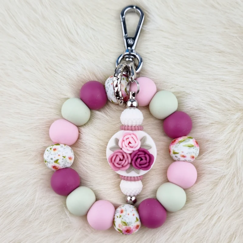 DIY Karabijn Bijou de sac / Porte-cl&eacute;s - La Vie En Rose - Zomer Boeket Roses roses