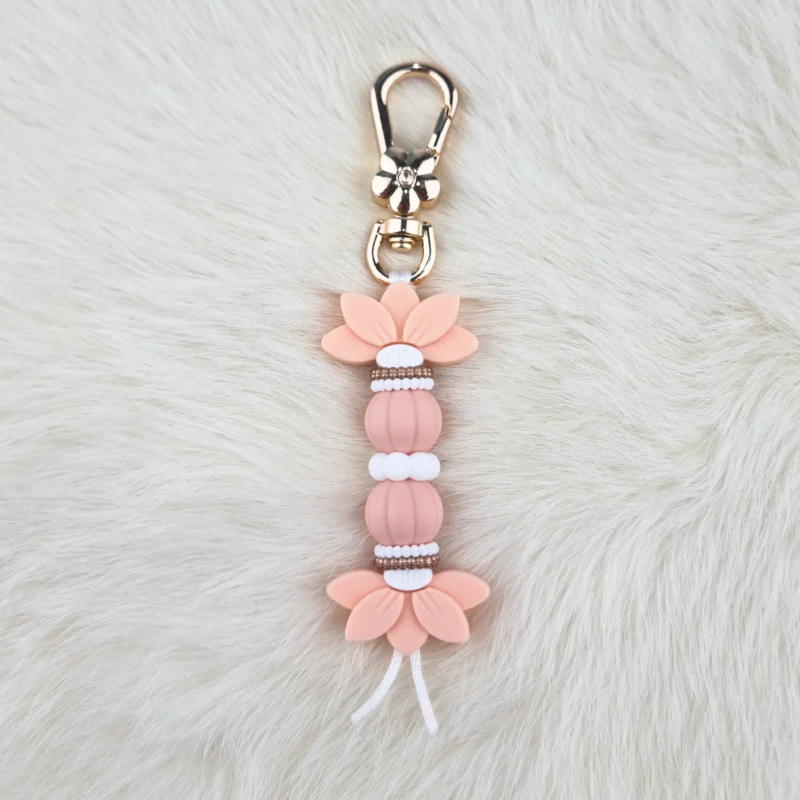 DIY Karabijn Bijou de sac / Porte-cl&eacute;s - Double Daisy P&ecirc;che