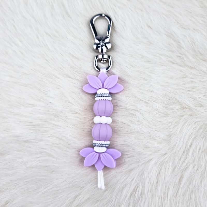 DIY Karabijn Bijou de sac / Porte-cl&eacute;s - Double Daisy Lilas poudr&eacute;