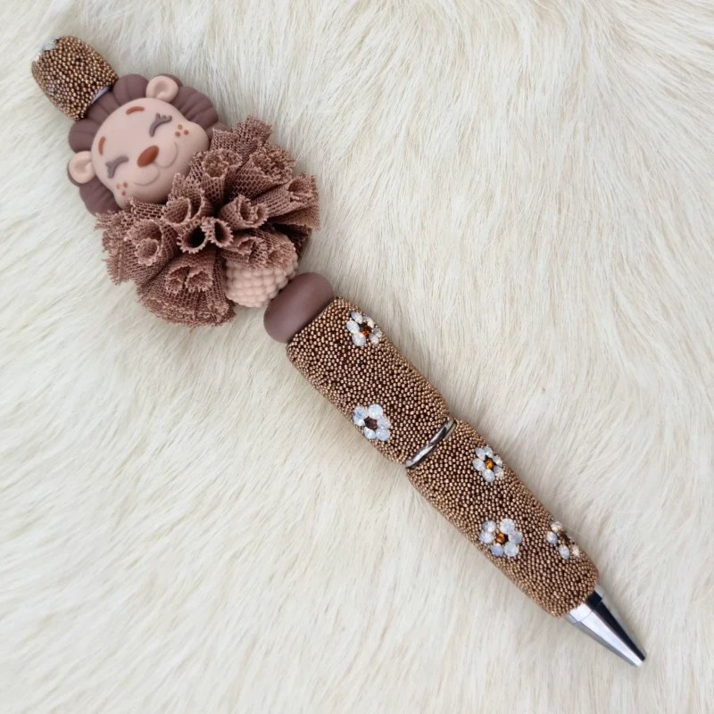 DIY perles Pebble Fleur stylo &agrave; perles - Lion - Wood