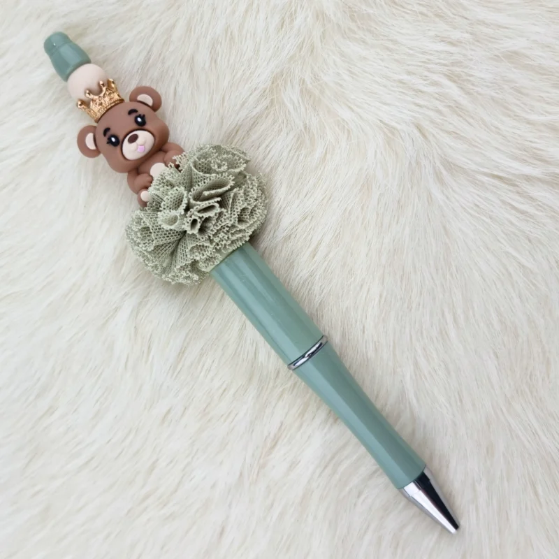DIY stylo &agrave; perles - Royal Bear - Thym - Pistache