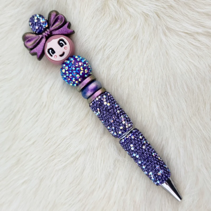 DIY stylo &agrave; perles - Girl Power - Sparkle Raisin cassis