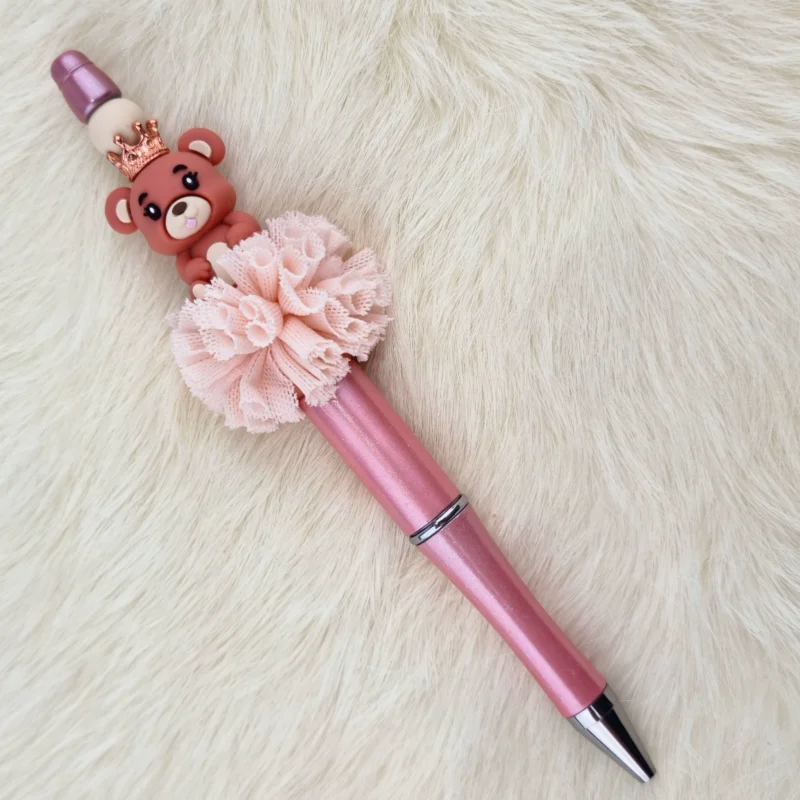 DIY stylo &agrave; perles - Royal Bear - Rose p&ecirc;che - Rouge brique