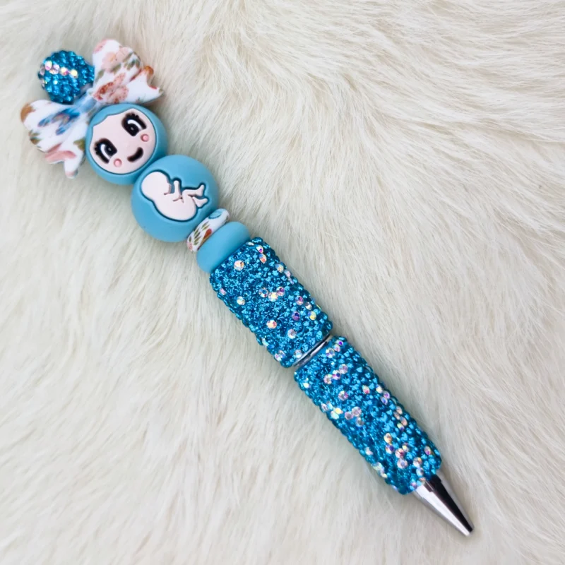 DIY stylo &agrave; perles - B&eacute;b&eacute; Petit Pain - Cyan