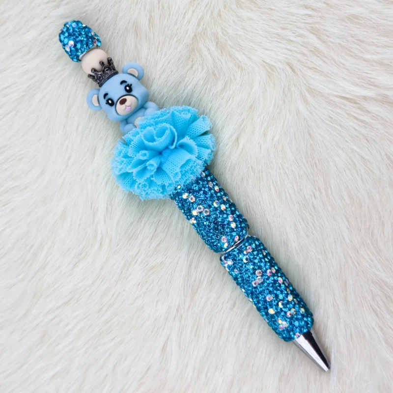 DIY Sparkle stylo &agrave; perles - Royal Bear - Cyan