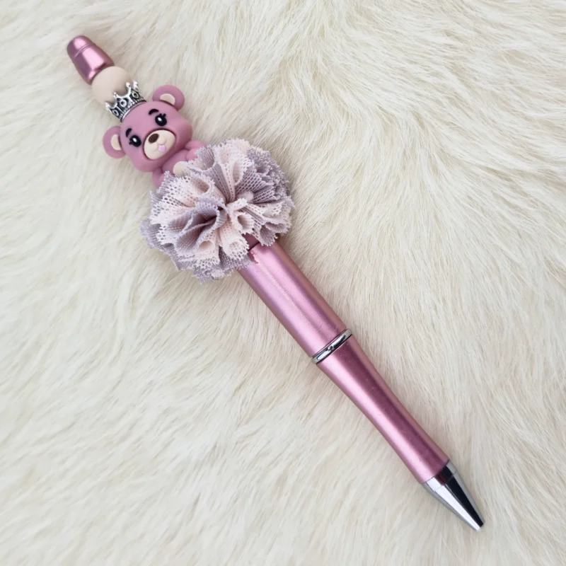 DIY stylo &agrave; perles - Royal Bear - Nugget rose motif