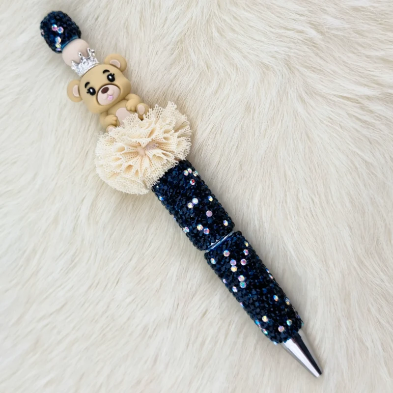 DIY Sparkle stylo &agrave; perles - Royal Bear - Bleu / Noir