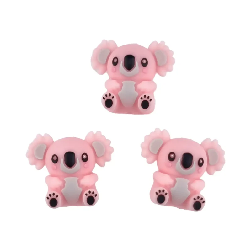 perle en silicone - 3D - Koala - Rose doux