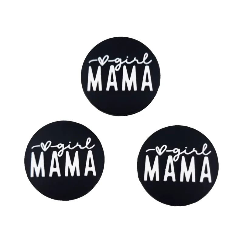 silicone beads - Girl - mom - Black / White