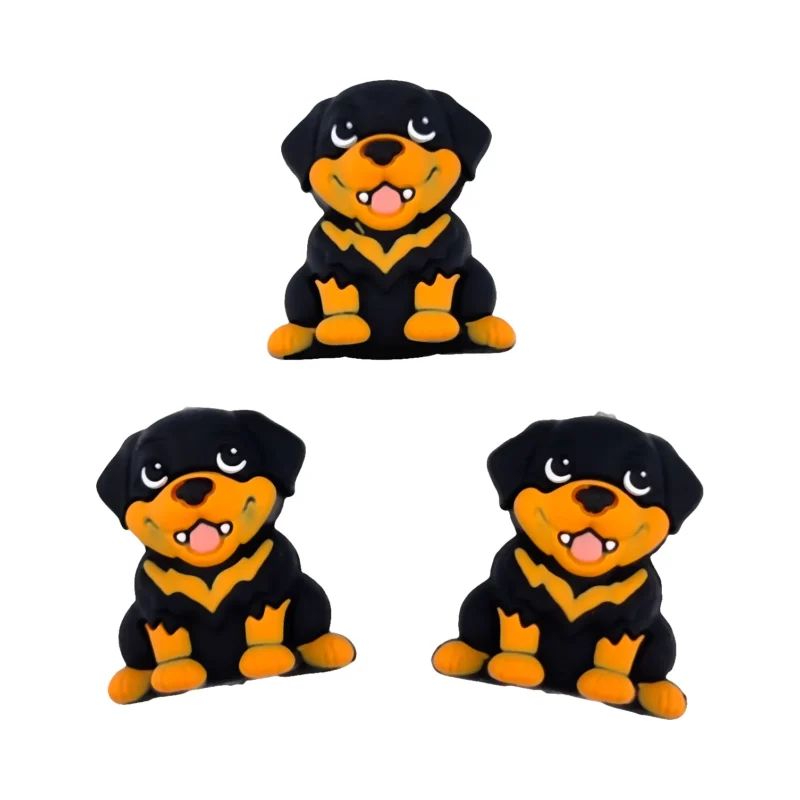 Silicone bead - 3D Dog - Rottweiler