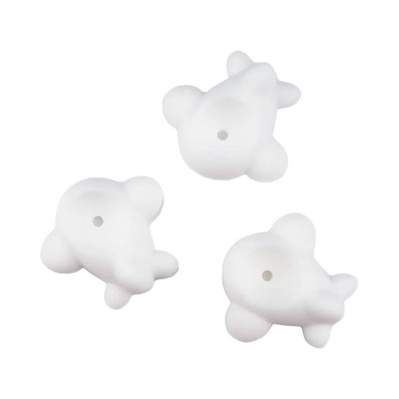 silicone beads - 3D - Airplane - White - 30x32x10