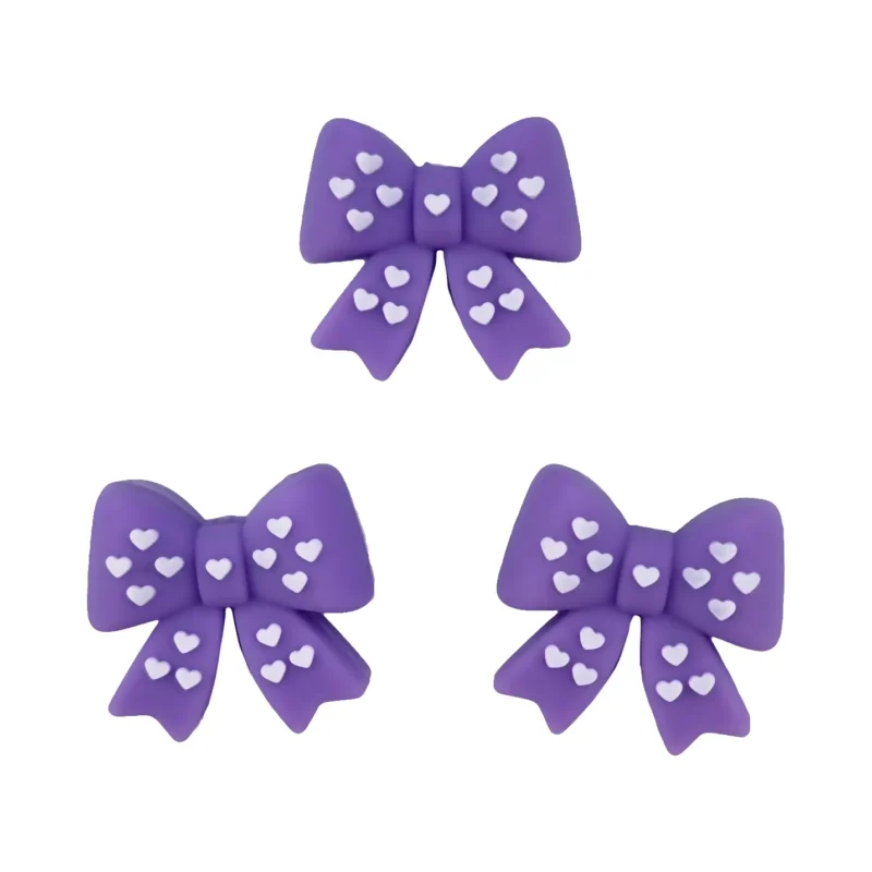 perles en silicone - 3D - NEUD avec c&oelig;urs - Lavande - 25 mm