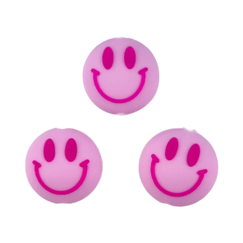 silicone bead - 3D Smiley - 2 cm - Fuchsia