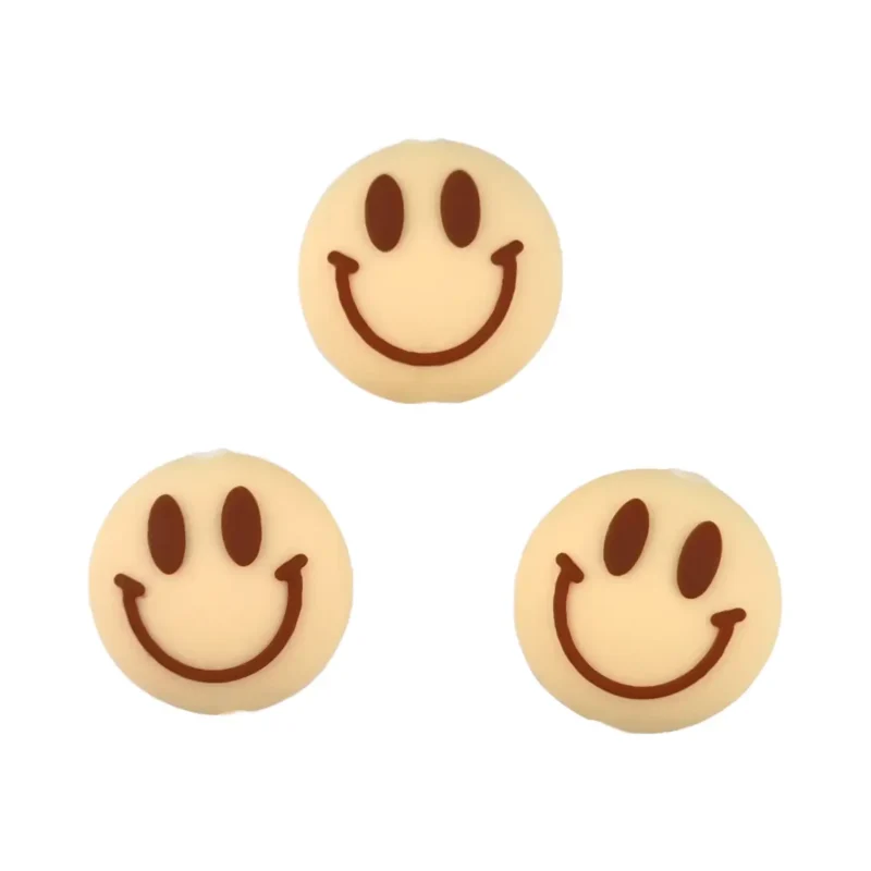 silicone bead - 3D Smiley - 2 cm - Apricot