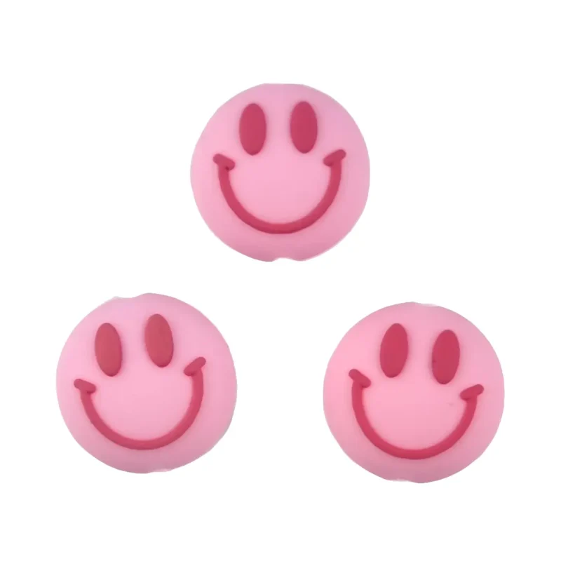silicone bead - 3D Smiley - 2 cm - Powder Pink