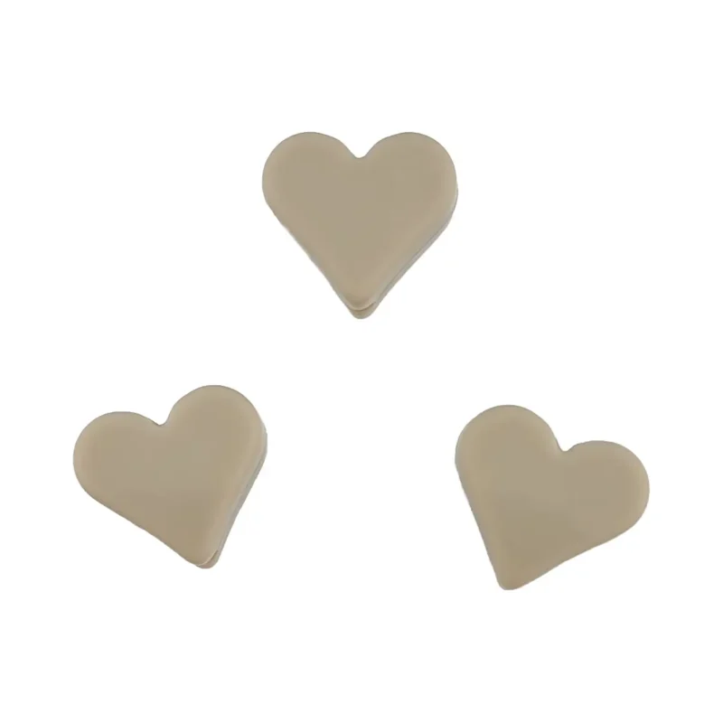 silicone beads - heart - 15 mm - Taupe