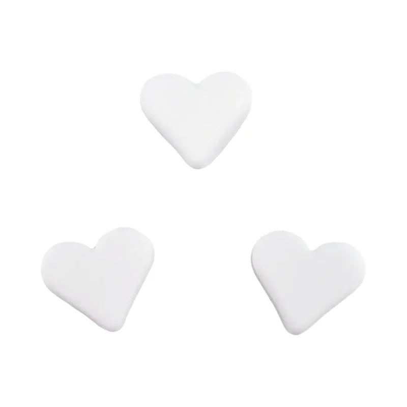 silicone beads - heart - 15 mm - White