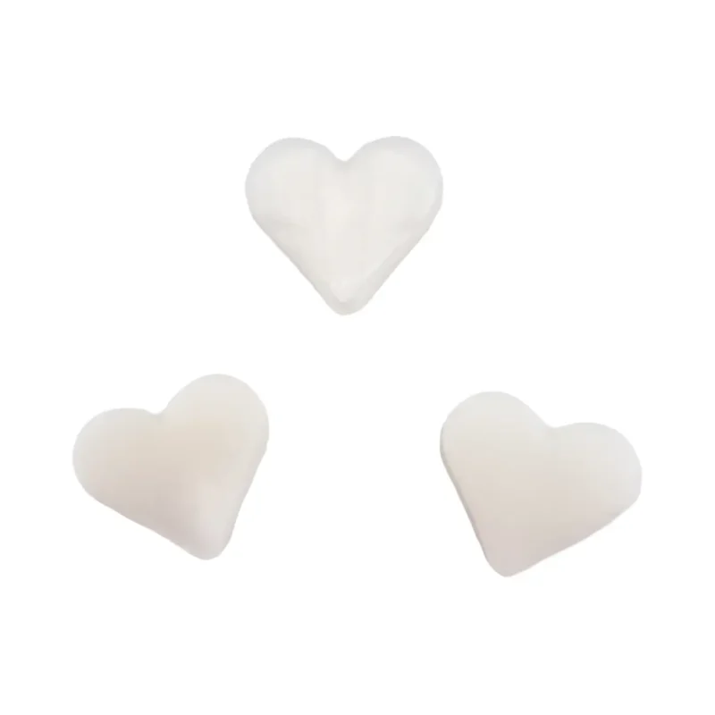 silicone beads - heart - 15 mm - Metallic Pearl White