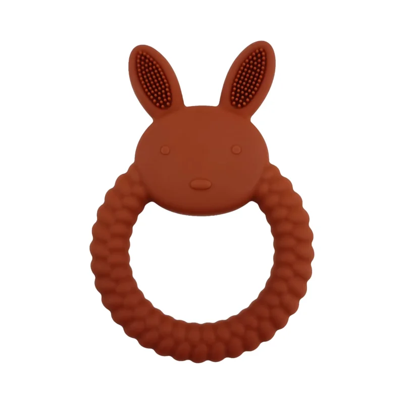 Siliconen anneau de dentition - lapin avec Twist - Kastanje