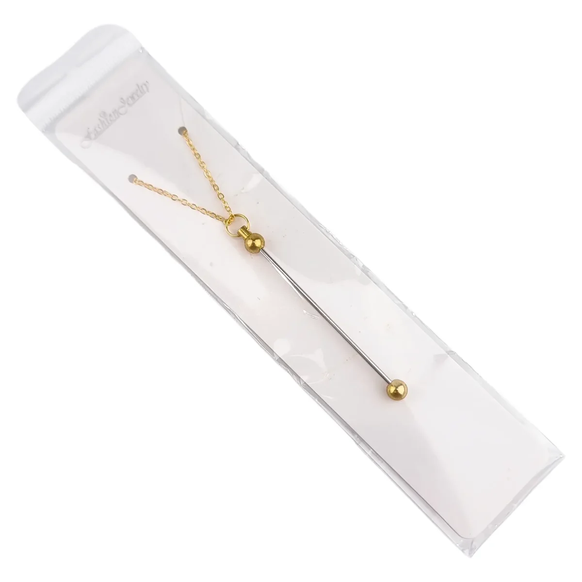 Necklace - &agrave; perles - Gold - With Bar - Afbeelding 2
