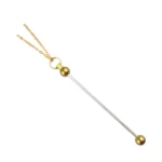 Necklace - &agrave; perles - Gold - With Bar