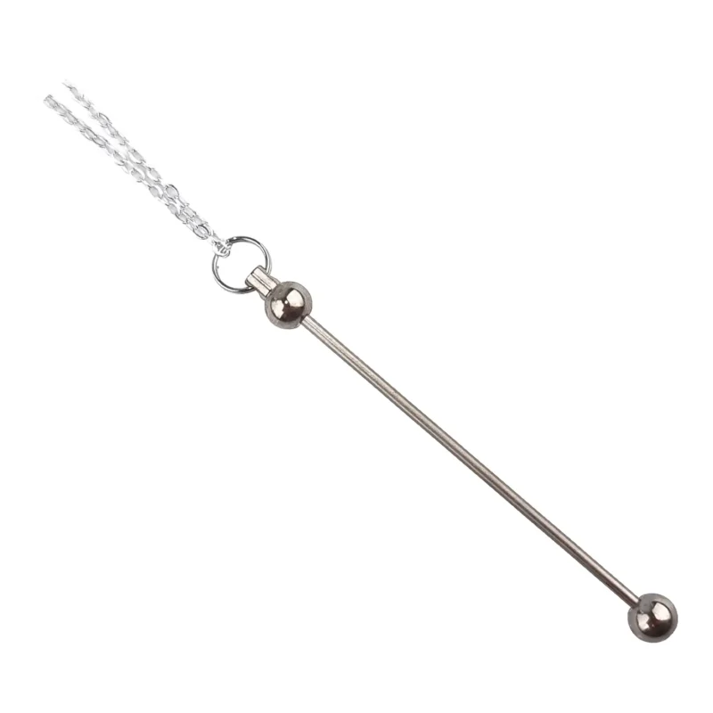 Necklace - &agrave; perles - Silver - With Bar