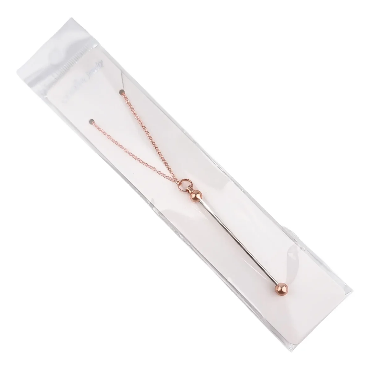 Necklace - &agrave; perles - Copper - With Bar - Afbeelding 2