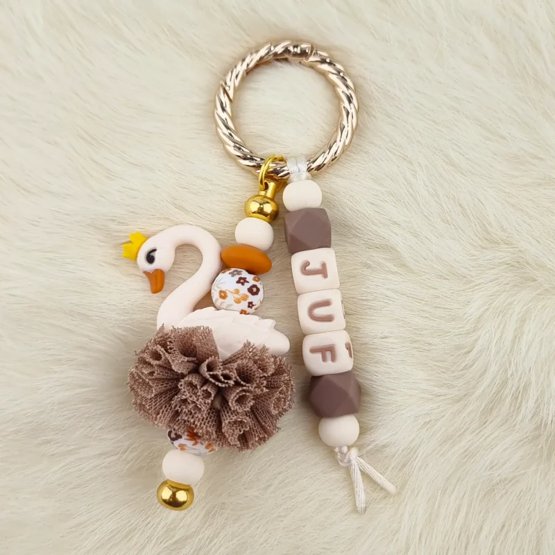 DIY Bijou de sac / Porte-cl&eacute;s - Cygne - Fleur de miel