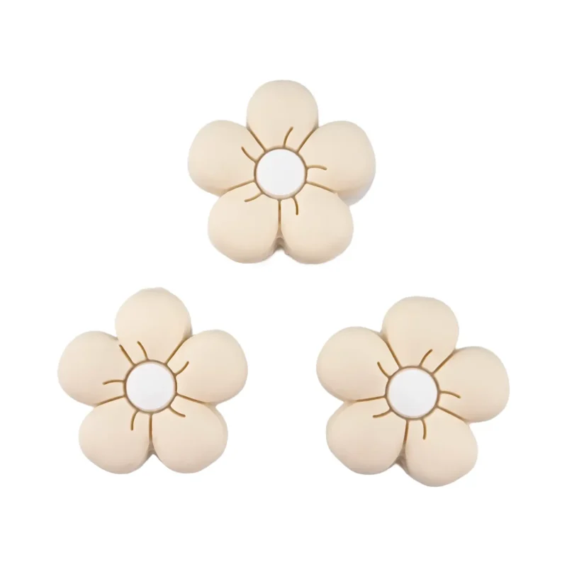 Silicone perle - Fleur - 20 mm - Ivoire