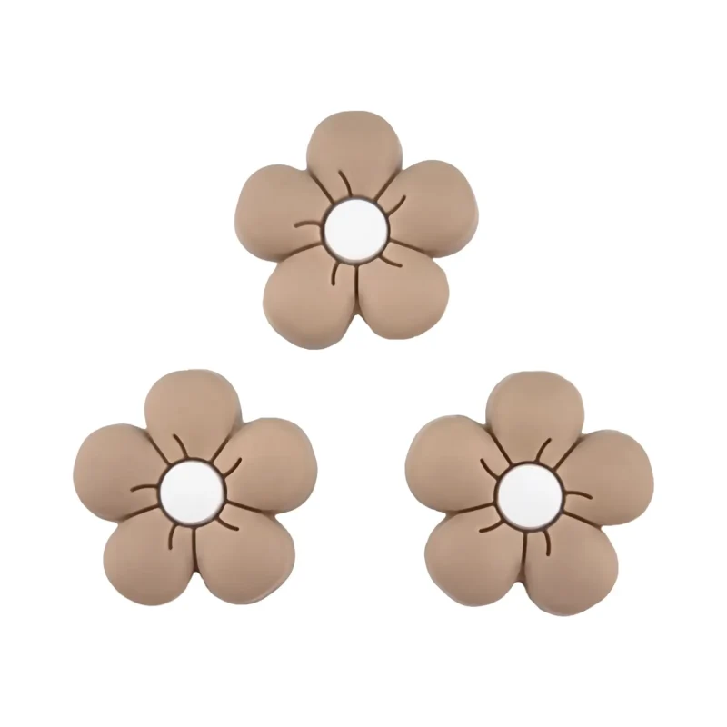 Silicone perle - Fleur - 20 mm - Bois