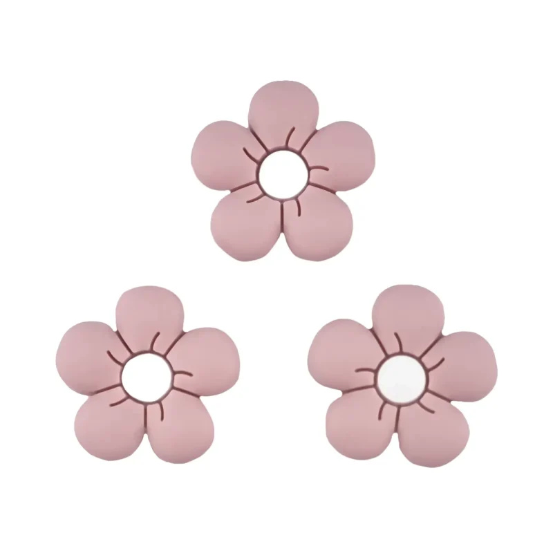 Silicone perle - Fleur - 20 mm - Vieux rose