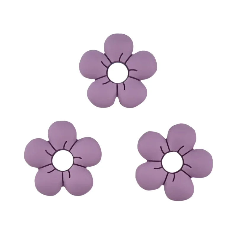Silicone perle - Fleur - 20 mm - Bruy&egrave;re
